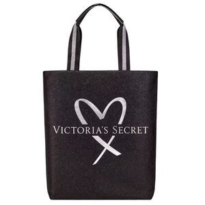 NWT Victoria's Secret 2017 Fashion Show Glamour Glitter Tote Bag Black Silver